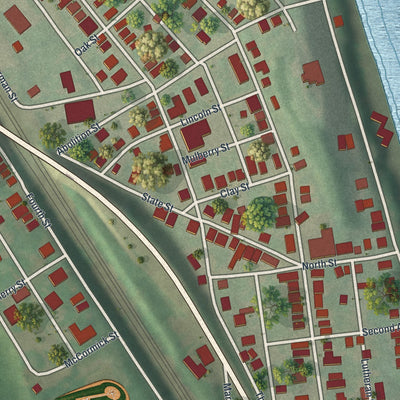 Close-up of the map of West Fairview, Pennsylvania print showing street and building detail