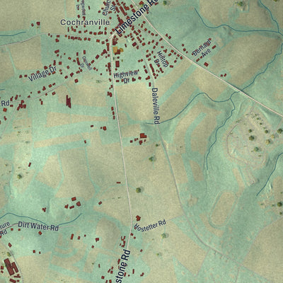 Close-up of the map of West Fallowfield, Chester County, Pennsylvania print showing street and building detail