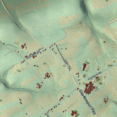 Second close-up of the map of West Fallowfield, Chester County, Pennsylvania print showing more streets and buildings