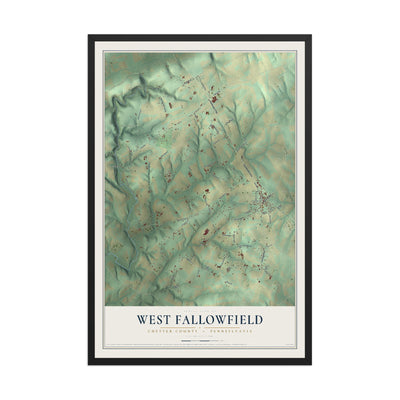 Map of West Fallowfield, Chester County, Pennsylvania, 12 x 18 inch print in a black wood frame