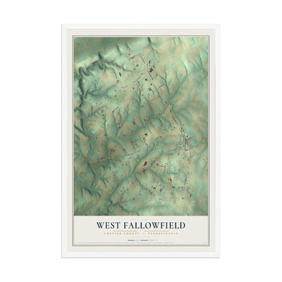 Map of West Fallowfield, Chester County, Pennsylvania, 12 x 18 inch print in a white wood frame