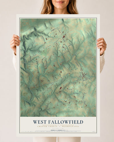 Map of West Fallowfield, Chester County, Pennsylvania, 24 x 36 inch unframed archival matte print