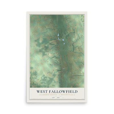 Map of West Fallowfield, Crawford County, Pennsylvania, 12 x 18 inch unframed archival matte print