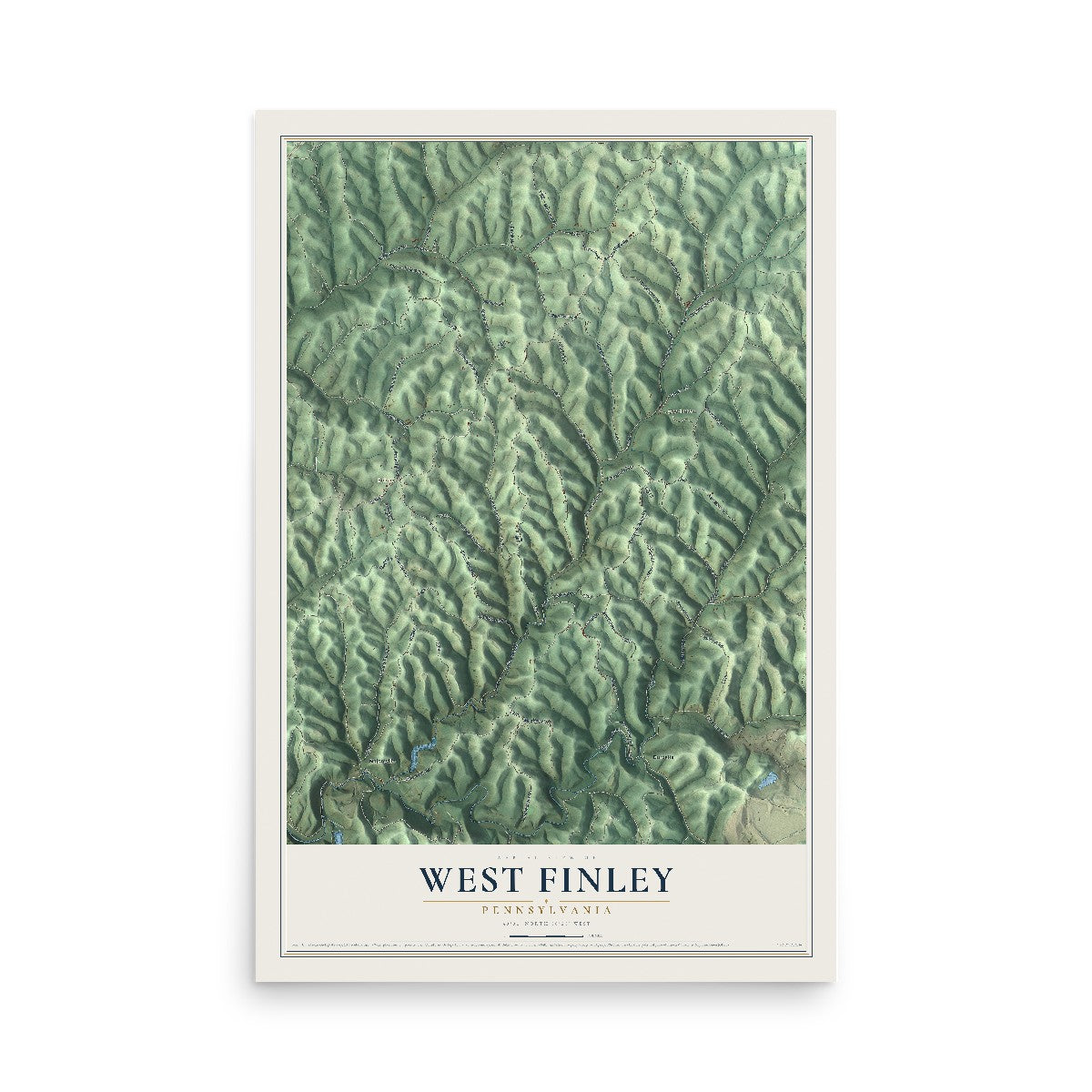 Map of West Finley, Pennsylvania, 12 x 18 inch unframed archival matte print