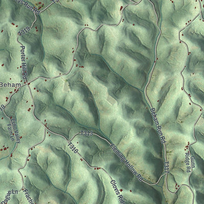 Close-up of the map of West Finley, Pennsylvania print showing street and building detail