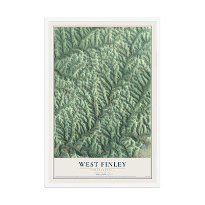 Map of West Finley, Pennsylvania, 12 x 18 inch print in a white wood frame