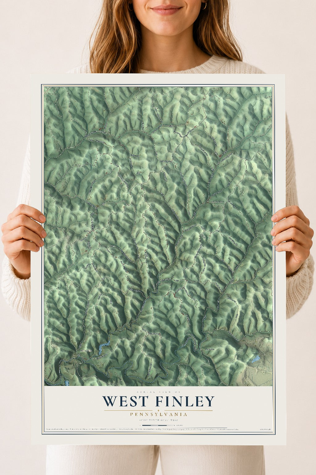 Map of West Finley, Pennsylvania, 18 x 24 inch unframed archival matte print