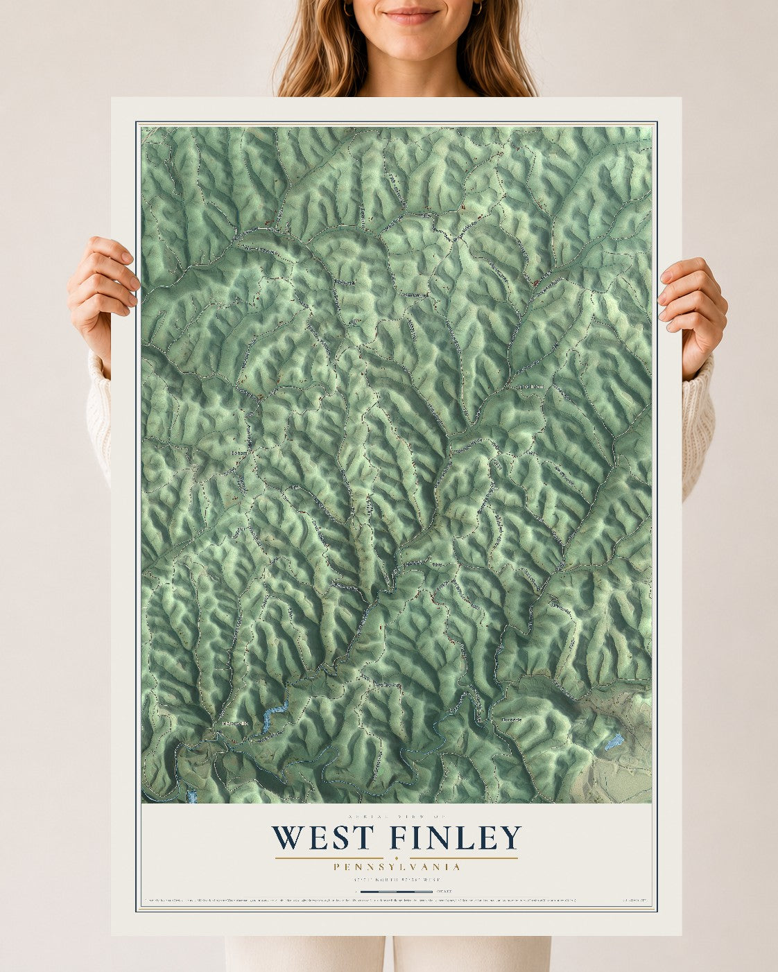 Map of West Finley, Pennsylvania, 24 x 36 inch unframed archival matte print