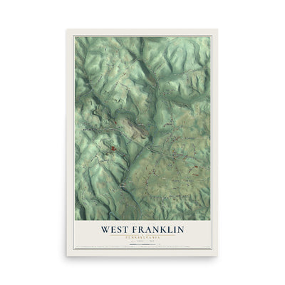 Map of West Franklin, Pennsylvania, 12 x 18 inch unframed archival matte print