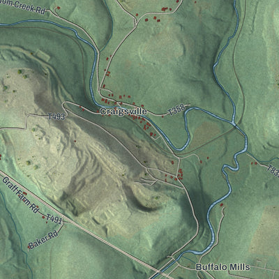 Second close-up of the map of West Franklin, Pennsylvania print showing more streets and buildings