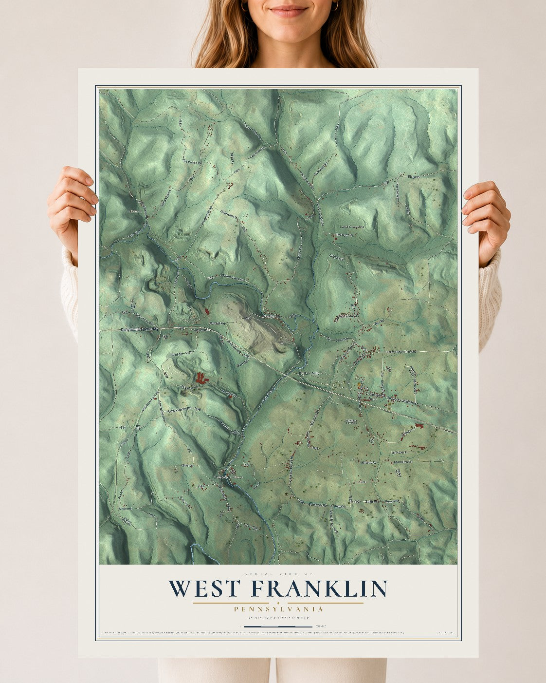 Map of West Franklin, Pennsylvania, 24 x 36 inch unframed archival matte print