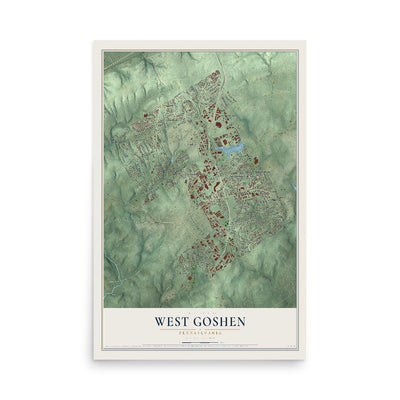 Map of West Goshen, Pennsylvania, 12 x 18 inch unframed archival matte print