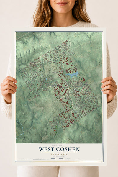 Map of West Goshen, Pennsylvania, 18 x 24 inch unframed archival matte print