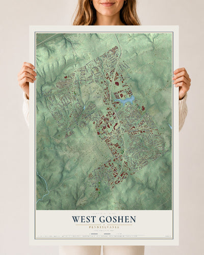 Map of West Goshen, Pennsylvania, 24 x 36 inch unframed archival matte print
