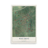 Map of West Grove, Pennsylvania, 12 x 18 inch unframed archival matte print