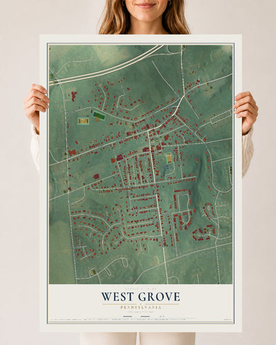 Map of West Grove, Pennsylvania, 24 x 36 inch unframed archival matte print