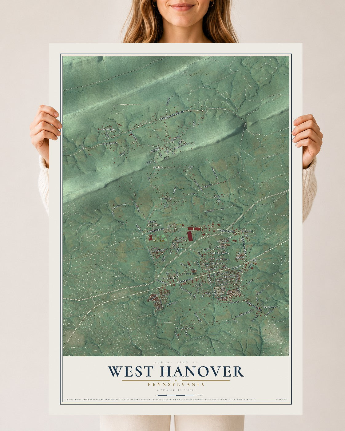 Map of West Hanover, Pennsylvania, 24 x 36 inch unframed archival matte print