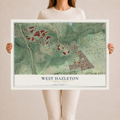Map of West Hazleton, Pennsylvania, 24 x 36 inch unframed archival matte print