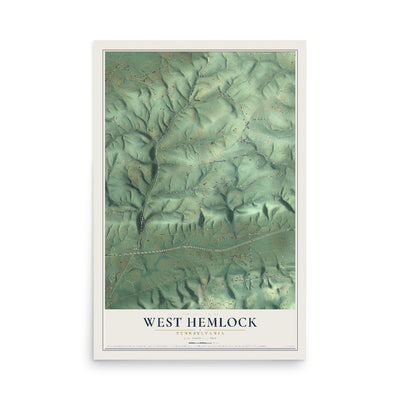 Map of West Hemlock, Pennsylvania, 12 x 18 inch unframed archival matte print