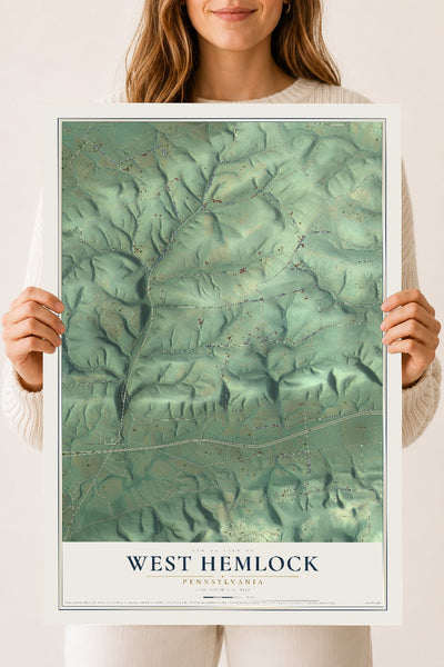 Map of West Hemlock, Pennsylvania, 18 x 24 inch unframed archival matte print
