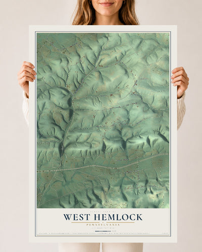 Map of West Hemlock, Pennsylvania, 24 x 36 inch unframed archival matte print