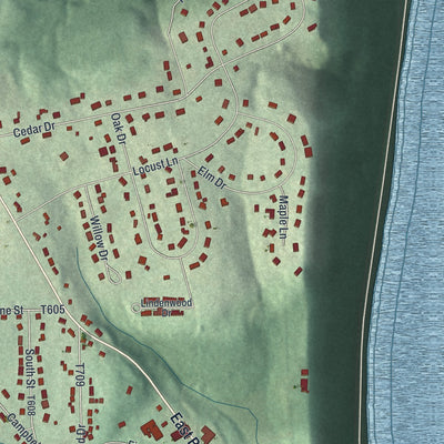Close-up of the map of West Hills, Pennsylvania print showing street and building detail