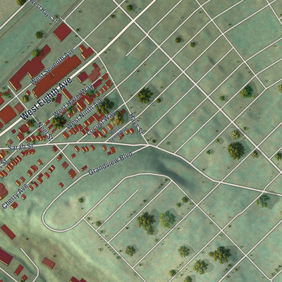 Second close-up of the map of West Homestead, Pennsylvania print showing more streets and buildings
