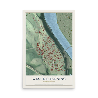 Map of West Kittanning, Pennsylvania, 12 x 18 inch unframed archival matte print