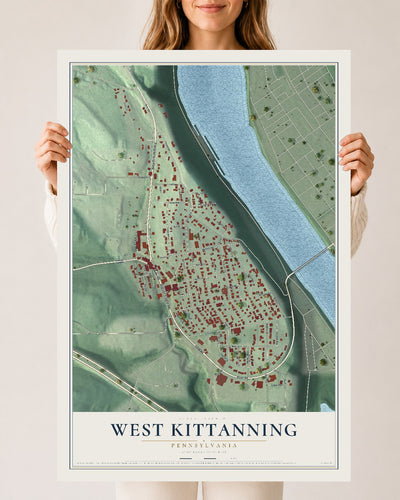 Map of West Kittanning, Pennsylvania, 24 x 36 inch unframed archival matte print