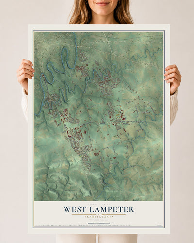 Map of West Lampeter, Pennsylvania, 24 x 36 inch unframed archival matte print