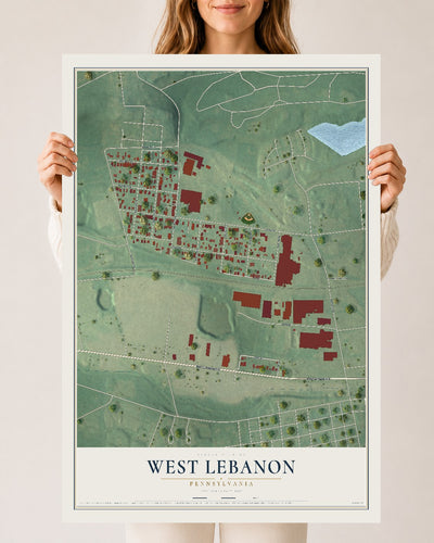 Map of West Lebanon, Pennsylvania, 24 x 36 inch unframed archival matte print