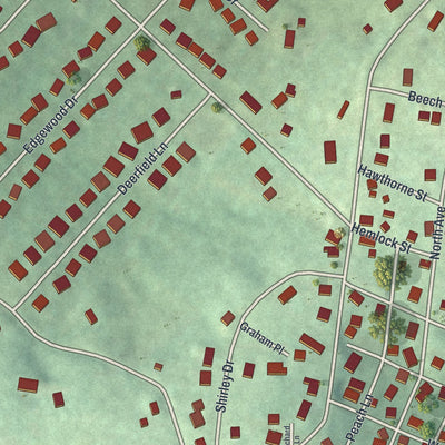 Close-up of the map of West Leechburg, Pennsylvania print showing street and building detail