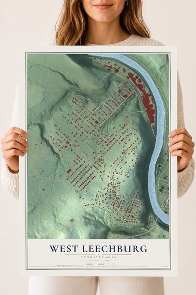Map of West Leechburg, Pennsylvania, 18 x 24 inch unframed archival matte print