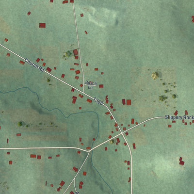Second close-up of the map of West Liberty, Pennsylvania print showing more streets and buildings