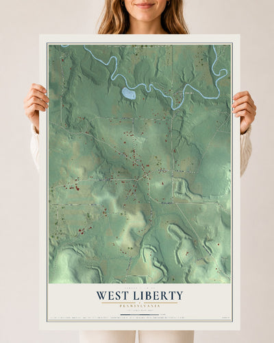 Map of West Liberty, Pennsylvania, 24 x 36 inch unframed archival matte print