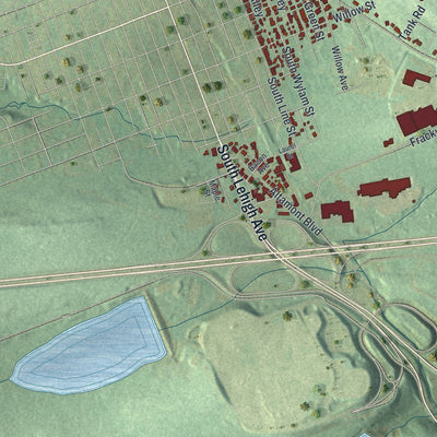 Second close-up of the map of West Mahanoy, Pennsylvania print showing more streets and buildings