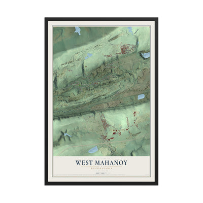 Map of West Mahanoy, Pennsylvania, 12 x 18 inch print in a black wood frame