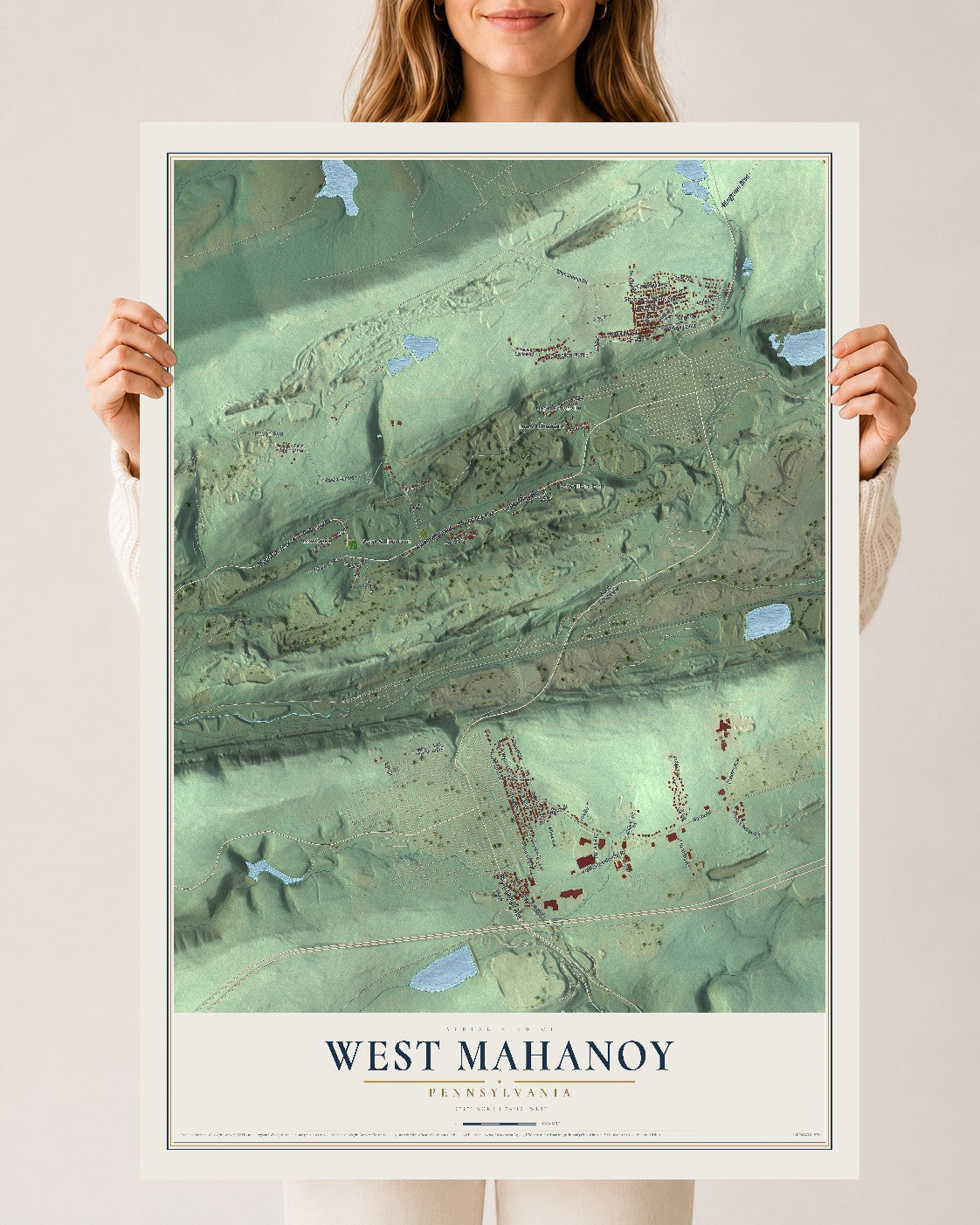Map of West Mahanoy, Pennsylvania, 24 x 36 inch unframed archival matte print