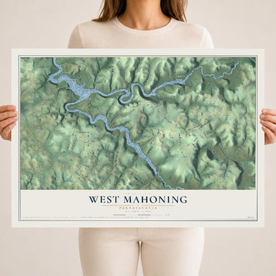 Map of West Mahoning, Pennsylvania, 18 x 24 inch unframed archival matte print