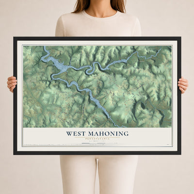 Map of West Mahoning, Pennsylvania, 24 x 36 inch print in a black wood frame