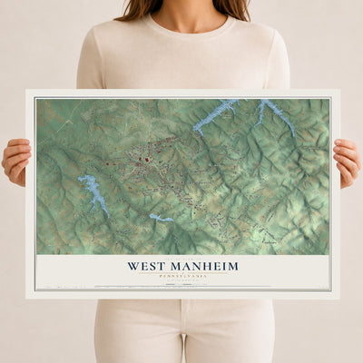 Map of West Manheim, Pennsylvania, 12 x 18 inch unframed archival matte print