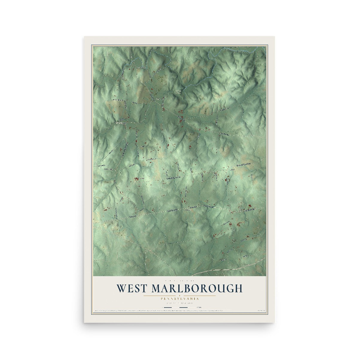 Map of West Marlborough, Pennsylvania, 12 x 18 inch unframed archival matte print