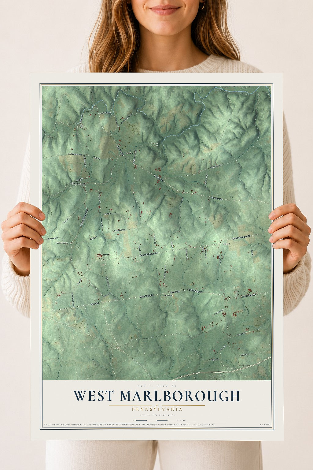Map of West Marlborough, Pennsylvania, 18 x 24 inch unframed archival matte print