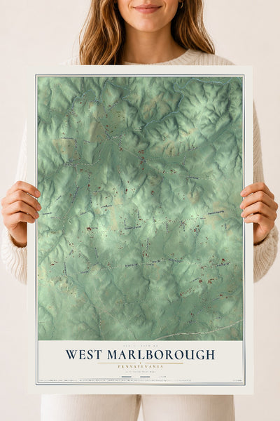 Map of West Marlborough, Pennsylvania, 18 x 24 inch unframed archival matte print