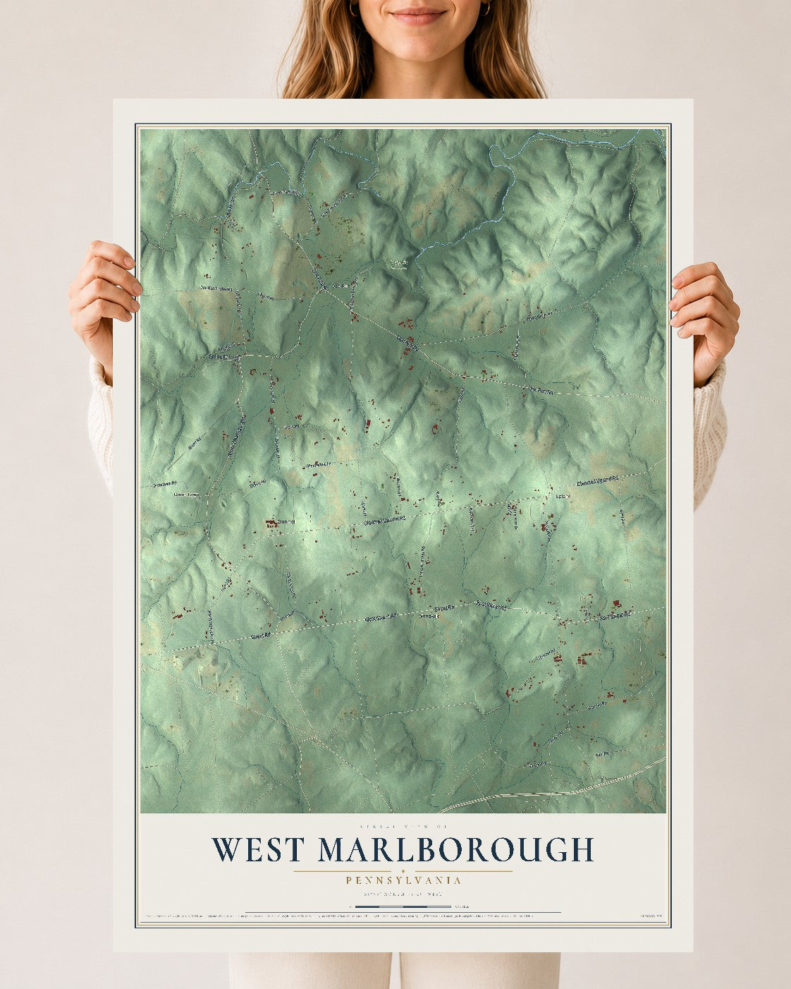 Map of West Marlborough, Pennsylvania, 24 x 36 inch unframed archival matte print