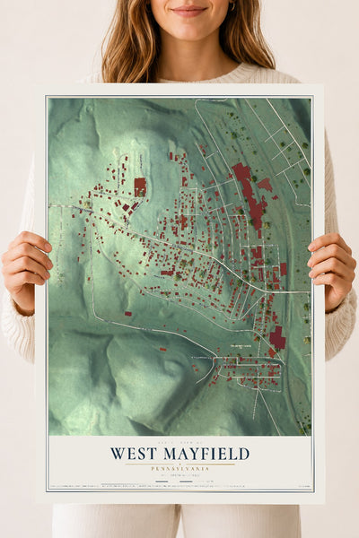 Map of West Mayfield, Pennsylvania, 18 x 24 inch unframed archival matte print