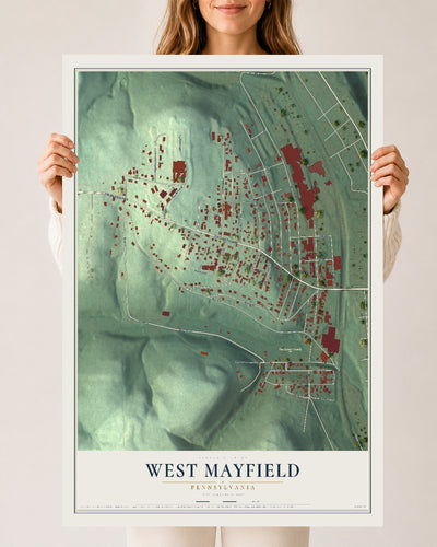 Map of West Mayfield, Pennsylvania, 24 x 36 inch unframed archival matte print