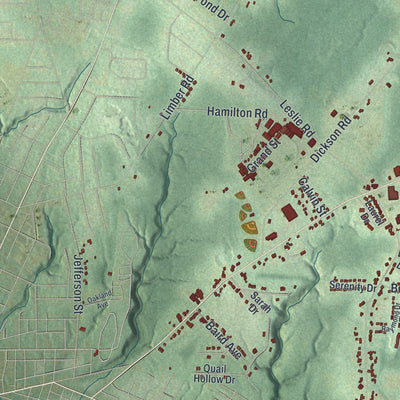 Second close-up of the map of West Mead, Pennsylvania print showing more streets and buildings