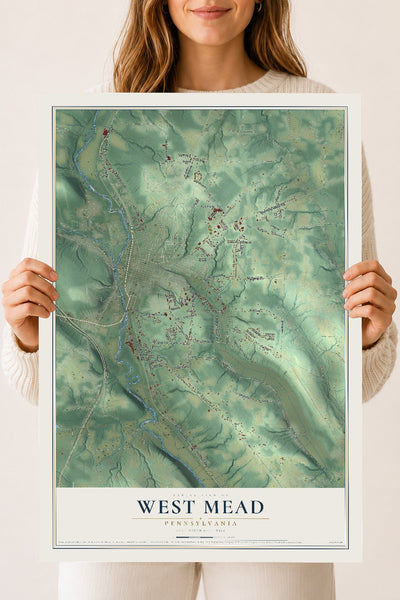Map of West Mead, Pennsylvania, 18 x 24 inch unframed archival matte print