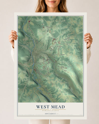 Map of West Mead, Pennsylvania, 24 x 36 inch unframed archival matte print